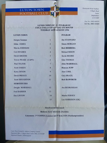 Luton town fulham - luton, v