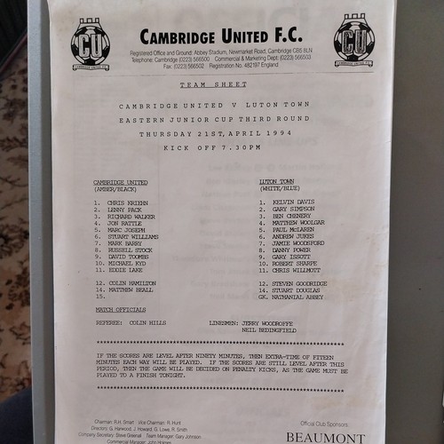 Cambridge united luton - v,