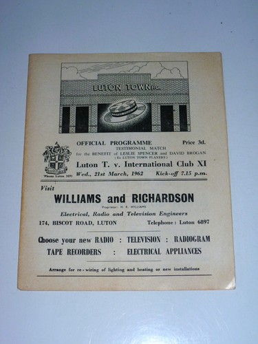 1961 testimonial for 2 - 1961/62,